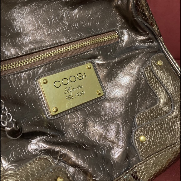 Coogi brown and gold handbag with snakeskin, gold and logo detail. Like new! - Picture 7 of 7
